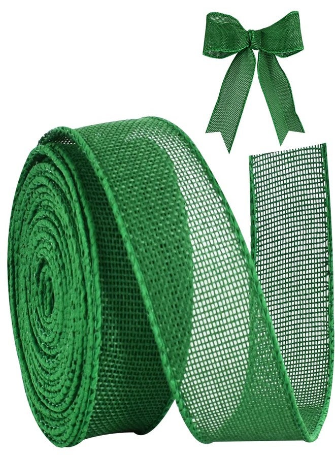 TONIFUL Burlap Green Wired Ribbon, 1 1/2 inch 10 Yard Jute Ribbon for Decoration Bows Tree Toppers Ribbons Craft Gift Wrapping Wreath Sewing, for Christmas Wreath Decor - Image 1
